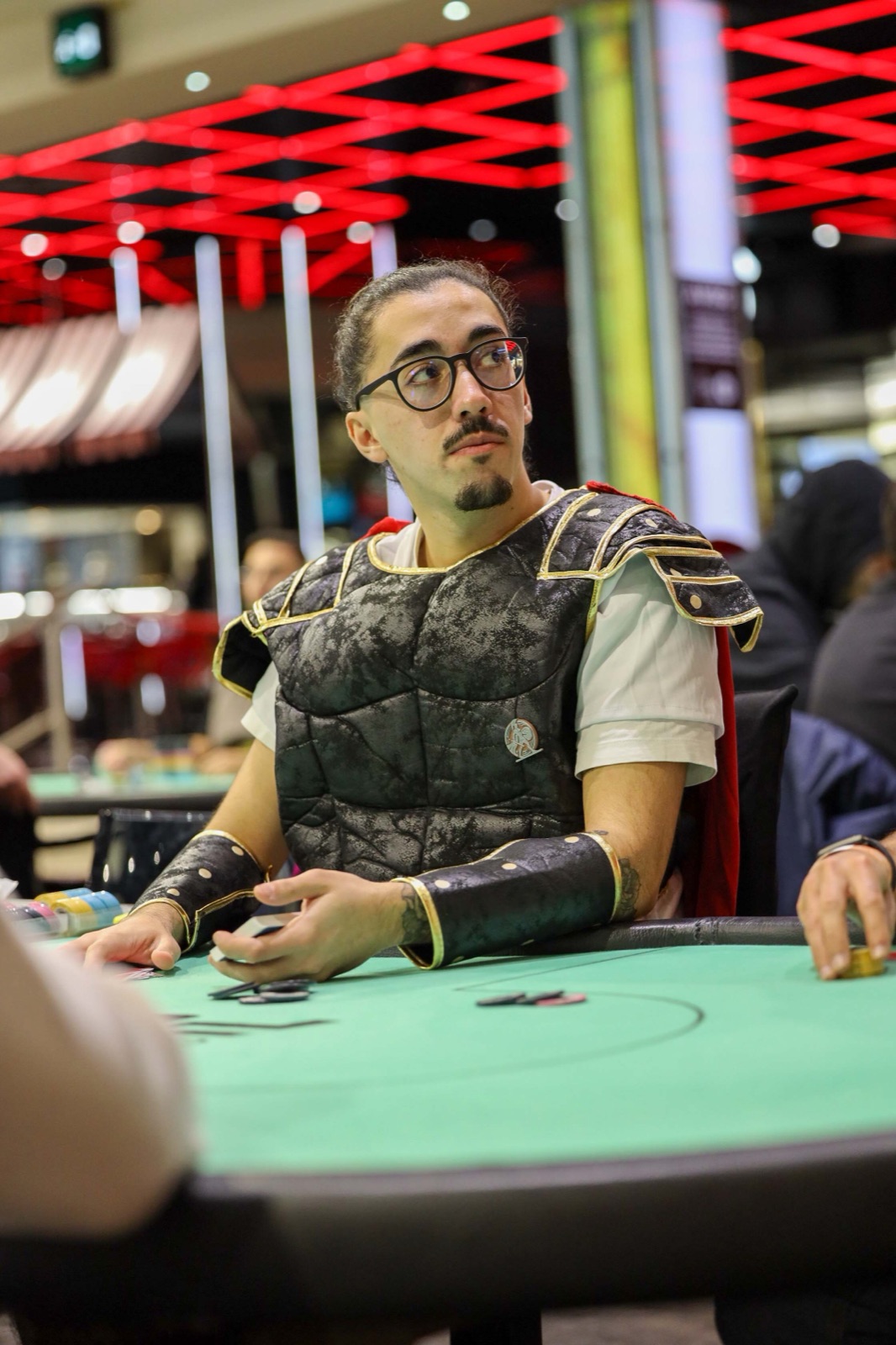 Dealer dressed as a gladiator